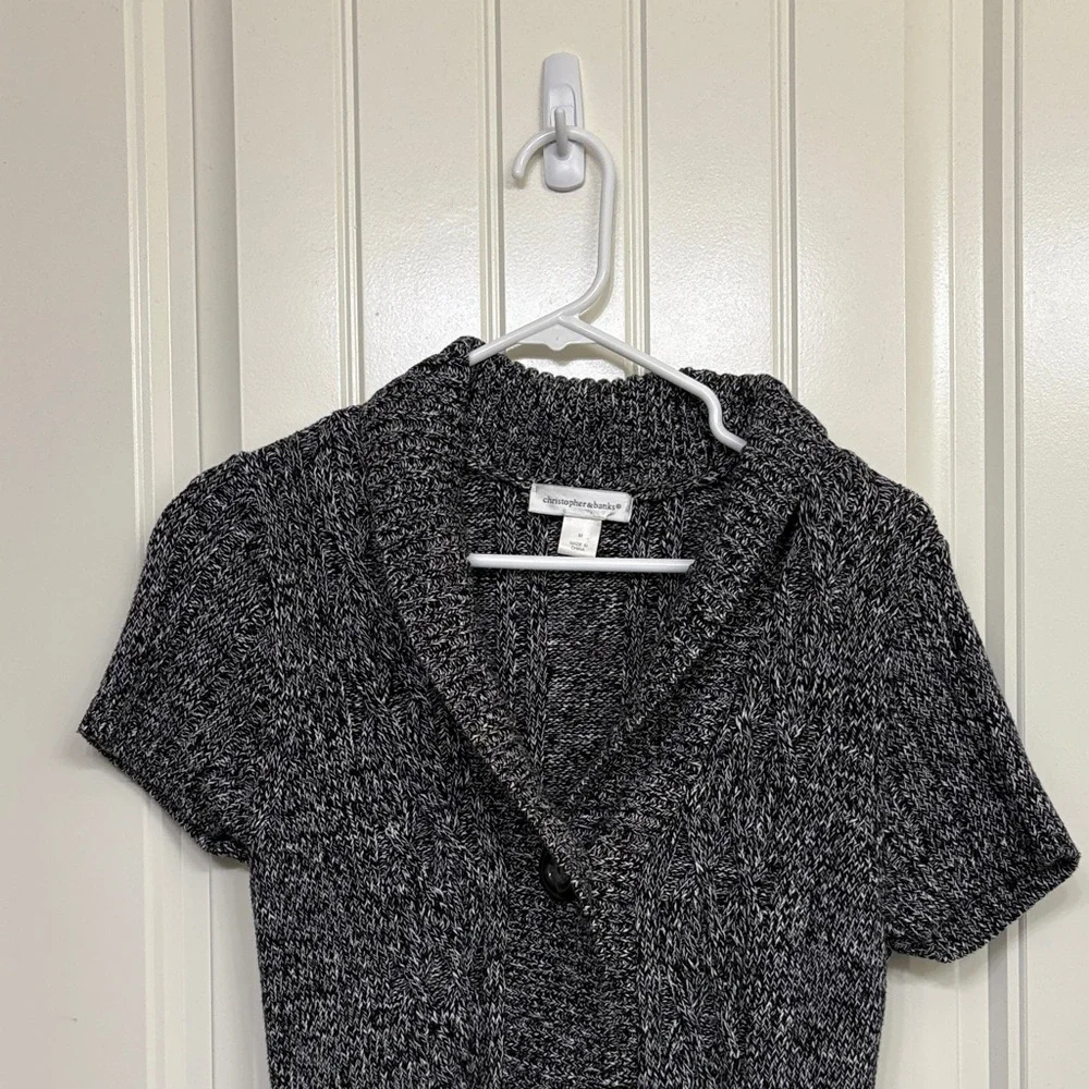 Christopher and Banks Women's Black‎ and White Short Sleeve Knit Top